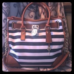 Michael Kors Hamilton Striped Canvas Tote Bag